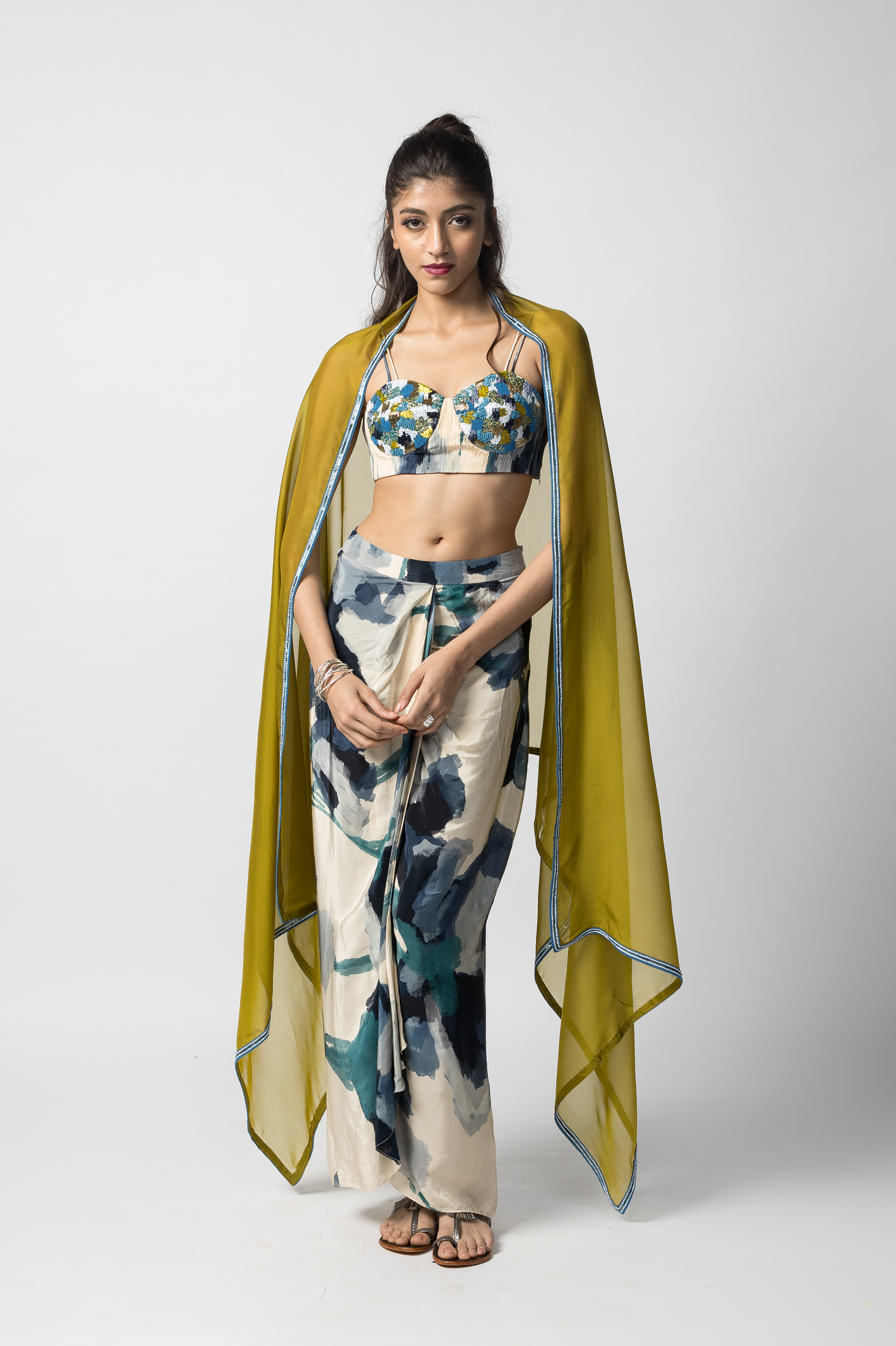 Marble Hand Embroidered Co-Ord with Dupatta